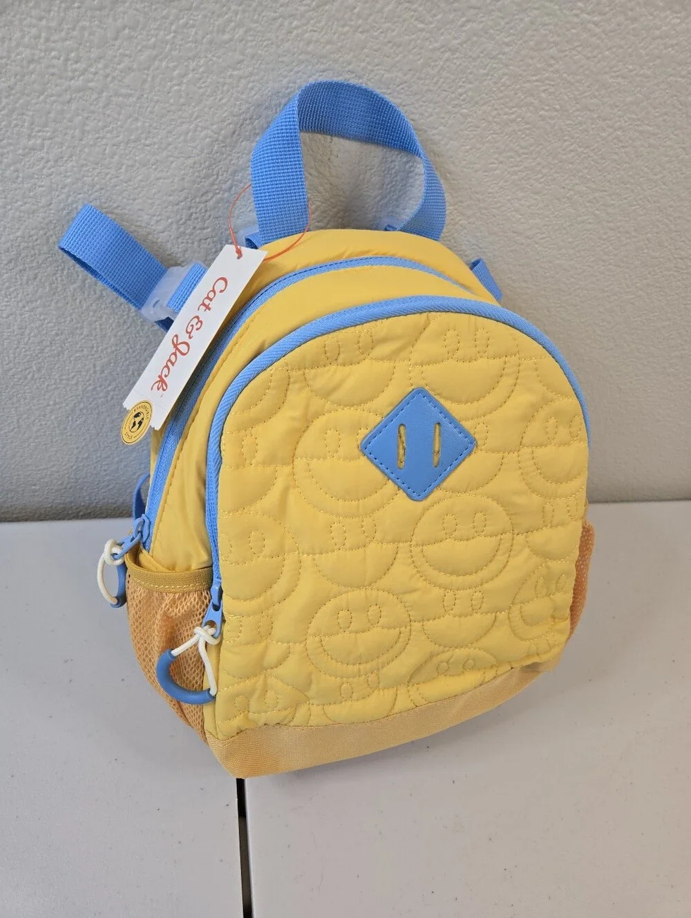 NWT Cat and JackYellow & Blue Kids Backpack Bright Smiley Design